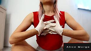 hey, wanna see an amateur jerking a big dick with gloves on?