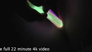 Petite Girl Stretched Wide Open With Glow Sticks