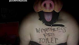 fuckpig justafilthycunt gags on multiple dildos