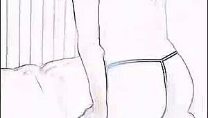 Liz Ashley warms up and strips