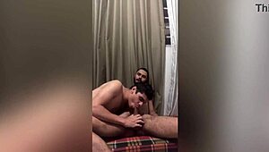 Young Gay Neighbor Gets Bareback Anal In Living Room