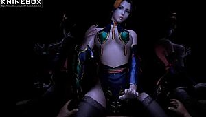 Kninebox 3d anime banishment star sky lin jingmei dance yao cowgirl position