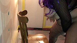 Fucking big dildo and dude together in hardcore