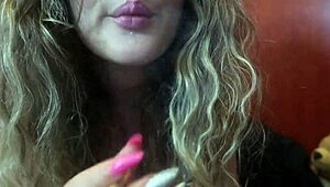 Cute Blonde Girl Smokes Cigarette While Craving Your Attention