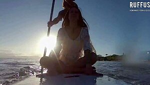 ana rothbard enjoys a relaxing paddle on the beach