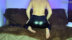 Barefoot Milf In Latex Pants And High Heels!