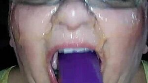 Ms. TL, your fat BBW throat takes that dildo so deep with toys, she says.