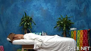 Erotic massage session with sensual touches and oils