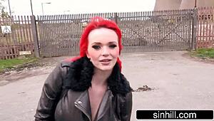 busty british redhead gets a lift from jasmine james