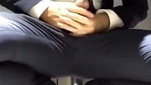 Gay men cum during masturbation in group orgy casting interview.