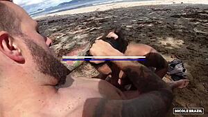 Secret Beach Ménage with Nicole Brazil and Vivi