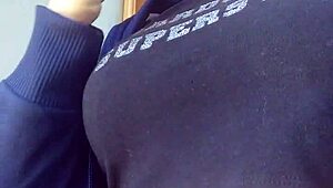 Blonde pornstar nude with big tits smoking in erotic fetish scene