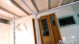 Erected Pecker Easily Penetrates Shaved Slit In Pov Blowjob