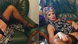 i watch bettie hayward's vintage striptease in 3d vr, her big natural tits and garter belt driving me wild.