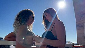 Two shaved brazilian babes start lesbian fun with pussy sucking and cunilingus