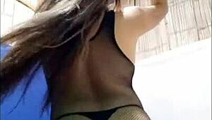 Stepsister shows hot pussy in lingerie dance