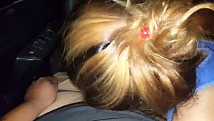 Young amateur sucks cock in truck blowjob