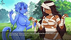 Girls give handjob in orgy