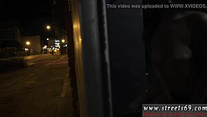 Slave endures intense public fisting and bondage