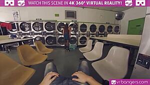 VR BANGERS Abigail Mac GETS POUNDED from behind and TITTY CREAMED in group