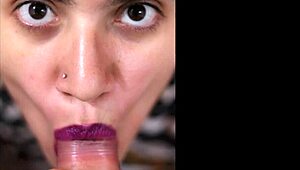 Cum DRIPPING on Violet Lips! CFNM Wife Gets Facial on Ripped Clothes