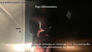 Sensual hotwife Sarro gets naughty with endowed black guy in garage while cuckold prepares motel room