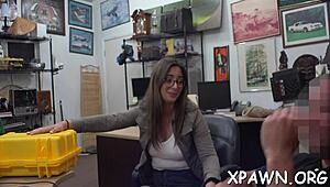 Sex in a shop turns wild with a nasty skank. She’s all over him, sloppy and rough.