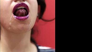 Cum DRIPPING on Violet Lips! CFNM Wife Gets Facial on Ripped Clothes