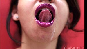 Cum DRIPPING on Violet Lips! CFNM Wife Gets Facial on Ripped Clothes