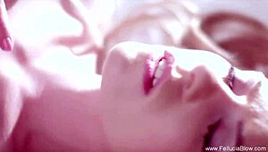 Stunning redhead performs artistic oral session