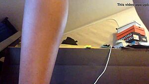 Amateur ebony smoking and twerking close-up in pink panties