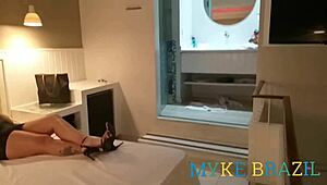 When I arrived in the suite, ines ventura was waiting. I showered and we spent time together.