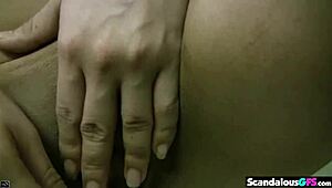 hot brunette giving intense blowjob to big dick up close