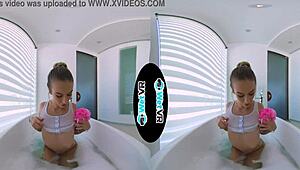 wetvr bath creeper fills up step sister in vr pov with blowjob and doggystyle hardcore