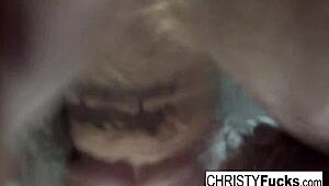 Behind the scenes with Christy Mack in makeup room and bath