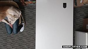 Shoplifting Teen Fucks Security Guy in Office!