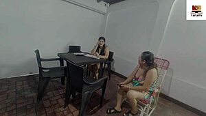 My slutty lesbian neighbor seduces me to lick her ass hard!