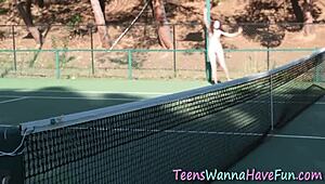 Blonde teen 18+ gets fingered at wild party. What else happens in this 3some?