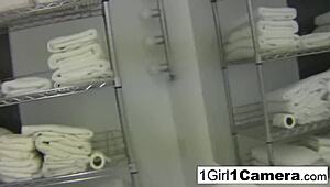 Ann Marie Rios teases her wet pussy close-up