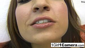 Ann Marie Rios teases her wet pussy close-up