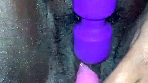 ebony wife has a creamy orgasm with toys