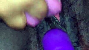 ebony wife has a creamy orgasm with toys