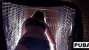 sexy dani daniels is trapped like a bitch in that dog cage, so hot 😈