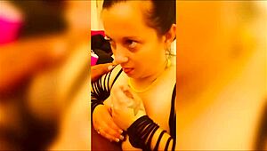 Lana White sucked dick, titty fucked, cumshot on face at Tim's house