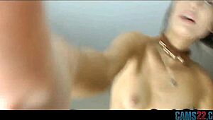 Young girlfriend with small tits getting fucked and filmed on webcam!