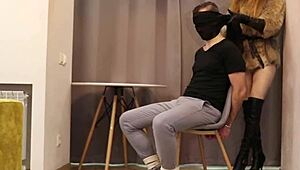 Our First Femdom Sex In High Heels Leather Gloves And Fur Coat