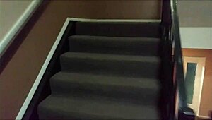 The blonde with big tits and hairy beaver masturbates in the laundry room, leading to a cumshot.