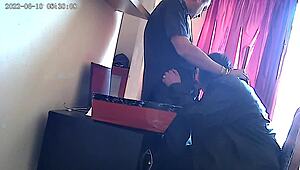 Secretary sucking boss's cock deepthroat at work creampie.