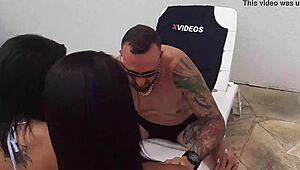 Fucking two sexy babes by the pool with Diana Smith