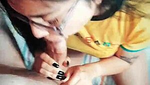 argentinian babe receives hot cum facial after blowjob